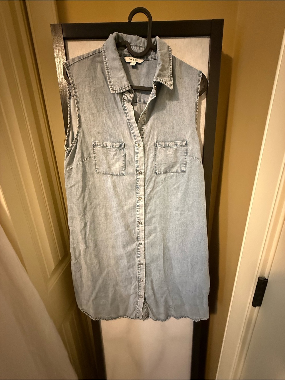Light Wash Tencel Sleeveless Shirt Dress - Classic Casual